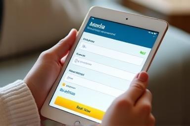 Pessoa a usar tablet para fazer uma reserva online, ilustrando dicas para otimizar o motor de reservas.